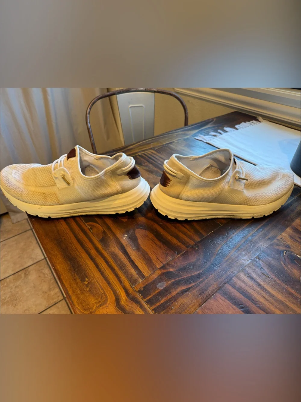 Hey Dude Men’s Slip-On Loafers in Cream with Brown Accent